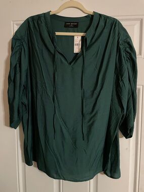 Lane Bryant Deep Teal V-Neck Tie-Front Tunic